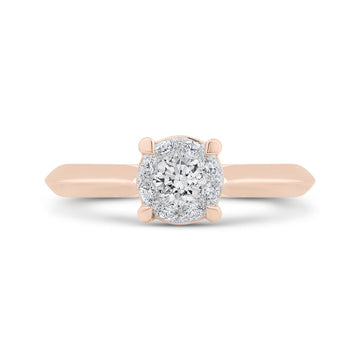 Round Diamond Engagement Ring in 14K Two Tone Gold